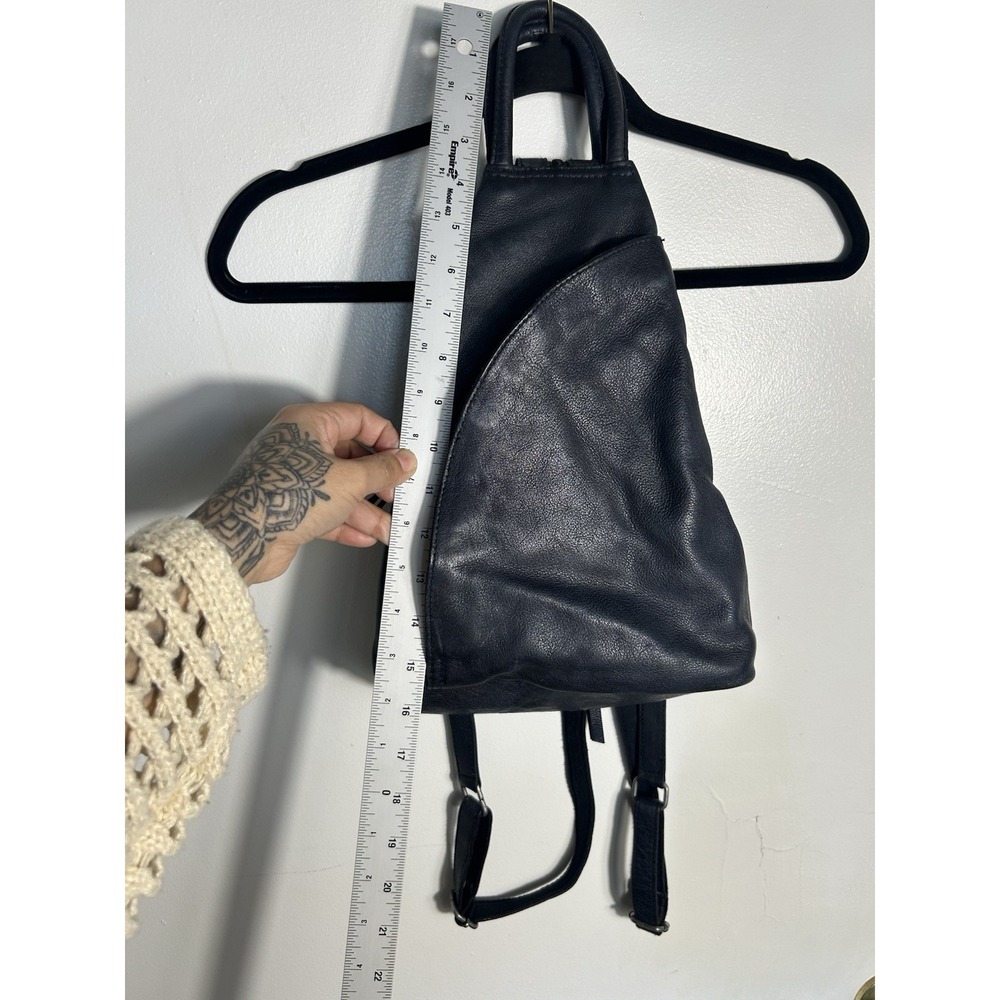 Free People Black Leather Backpack Satchel - Picture 10 of 16